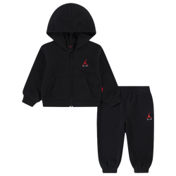 Boys' Preschool - Jordan Brooklyn Fleece Full-Zip Set  - Black/Red