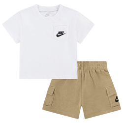 Boys' Preschool - Nike NSW Pocket T-Shirt and FT Short Set  - White/Parachute Beige
