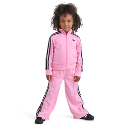 Girls' Toddler - adidas Firebird Jacket Wide Leg Pants Set  - Pink/Black