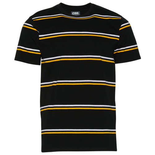

CSG Mens CSG Decker Stripe T-Shirt - Mens Black/White/Gold Size M