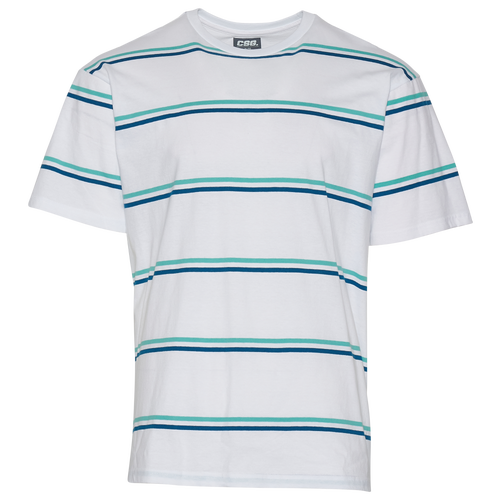 

CSG Mens CSG Decker Stripe T-Shirt - Mens White/Teal Size XL