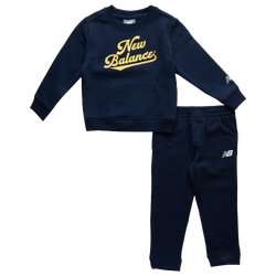 Boys' Toddler - New Balance Varsity Script Crew Fleece Set - Navy/Yellow