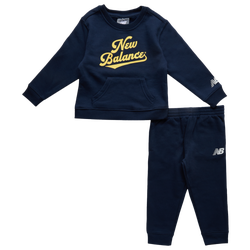 Boys' Infant - New Balance Varsity Script Crew Fleece Set - Navy/Yellow