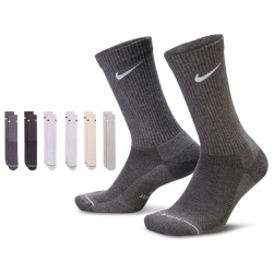 Adult - Nike Everyday Elevated Crew Socks 6 Pack  - Gray/Tan
