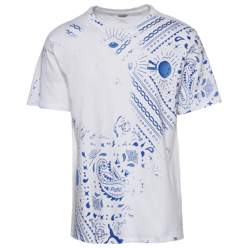 

PUMA Mens PUMA Bandana T-Shirt - Mens White/Blue Size M