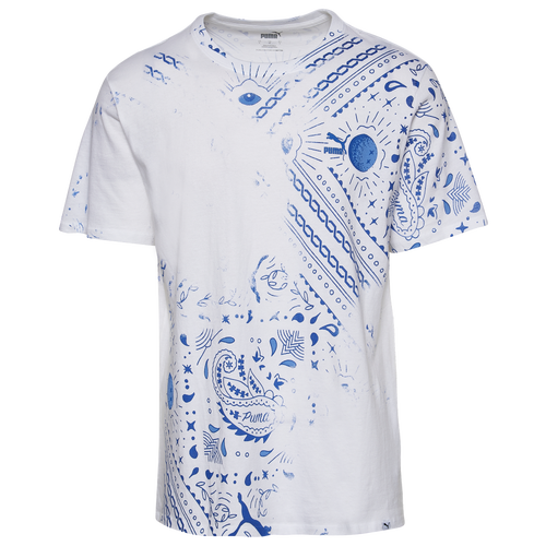

PUMA Mens PUMA Bandana T-Shirt - Mens White/Blue Size S