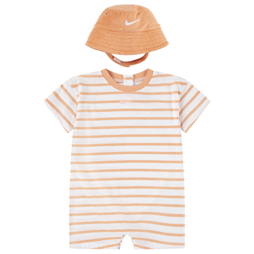 Boys Infant Nike Romper With Bucket Hat - Boys' Infant Orange/White Size 6MO