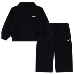 Girls' Preschool - Nike NSW Fleece Quarter-Zip Pants Set  - Black/White
