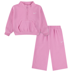 Girls' Preschool - Nike NSW Fleece Quarter-Zip Pants Set  - Pink Rise/White