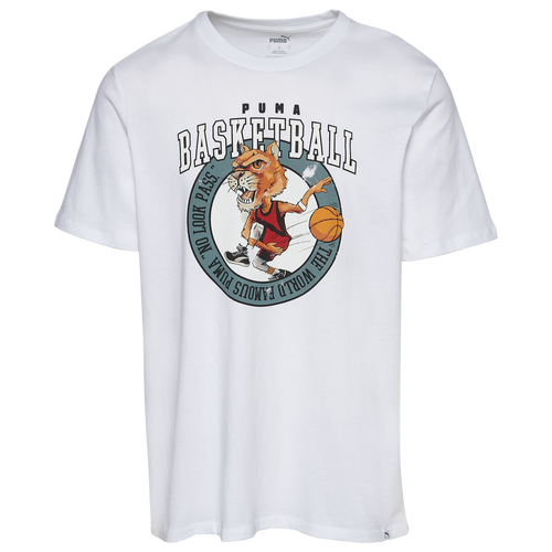 

PUMA Mens PUMA Caricature Basketball Pass T-Shirt - Mens White/Grey Size S