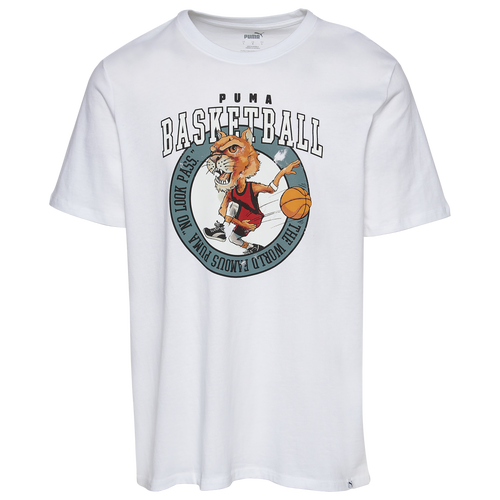 

PUMA Mens PUMA Caricature Basketball Pass T-Shirt - Mens White/Grey Size M