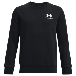 Boys' Grade School - Under Armour Essential Fleece Crew - Black/White