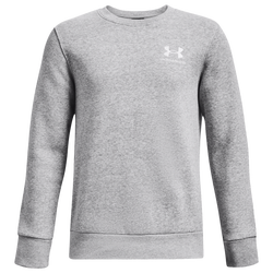 Boys' Grade School - Under Armour Essential Fleece Crew - White/Mod Gray