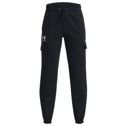 Boys' Grade School - Under Armour Essential Fleece Cargo Joggers - Black/White