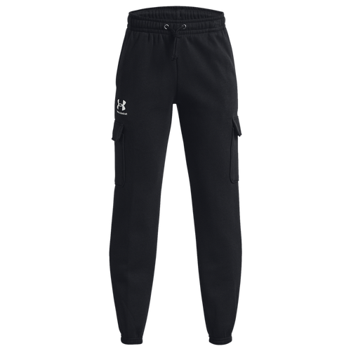 

Under Armour Boys Under Armour Essential Fleece Cargo Joggers - Boys' Grade School Black/White Size S