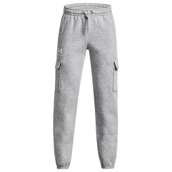 Boys' Grade School - Under Armour Essential Fleece Cargo Joggers - White/Grey Heather