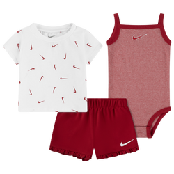 Girls' Infant - Nike Essential Ruffle Short Set - Red/White
