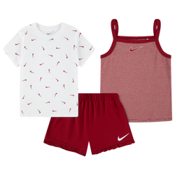 Girls' Preschool - Nike Essential Ruffle Short Set - White/Red