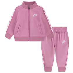 Girls' Preschool - Nike Full-Zip Set With Logo Taping  - Magic Flamingo/White