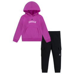 Girls' Preschool - Jordan Y2K Fleece Pullover Set - Black/White