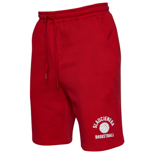 

SlauCienega Mens SlauCienega Fleece Shorts - Mens Red/White Size M