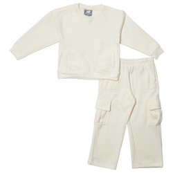 Filles, bambin - New Balance Ensemble en molleton avec cargo/haut à col rond - Sea Salt/Sea Salt