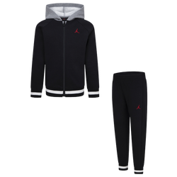 Boys' Preschool - Jordan Blocked Rib Full-Zip Set - Black/Grey