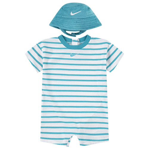Boys Infant Nike Romper With Bucket Hat - Boys' Infant Blue/White Size 0-3MO