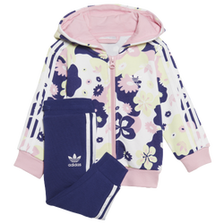 Girls' Toddler - adidas Originals Hoodie Full-Zip Set  - Volt/White/Pink