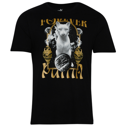 

PUMA Rensance Cat T-Shirt - Mens Puma Black/Gold Size S