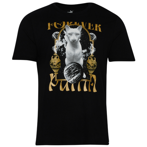 

PUMA Rensance Cat T-Shirt - Mens Puma Black/Gold Size M