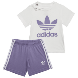 Girls' Toddler - adidas Originals T-Shirt Short Set  - White/Purple