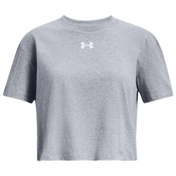 Girls' Grade School - Under Armour Crop Sportstyle Logo T-Shirt - Steel Light Heather/White