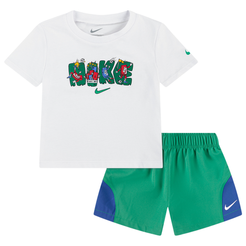 Boys Infant Nike Soccer Shorts Set - Boys' Infant White/Green Size 24MO