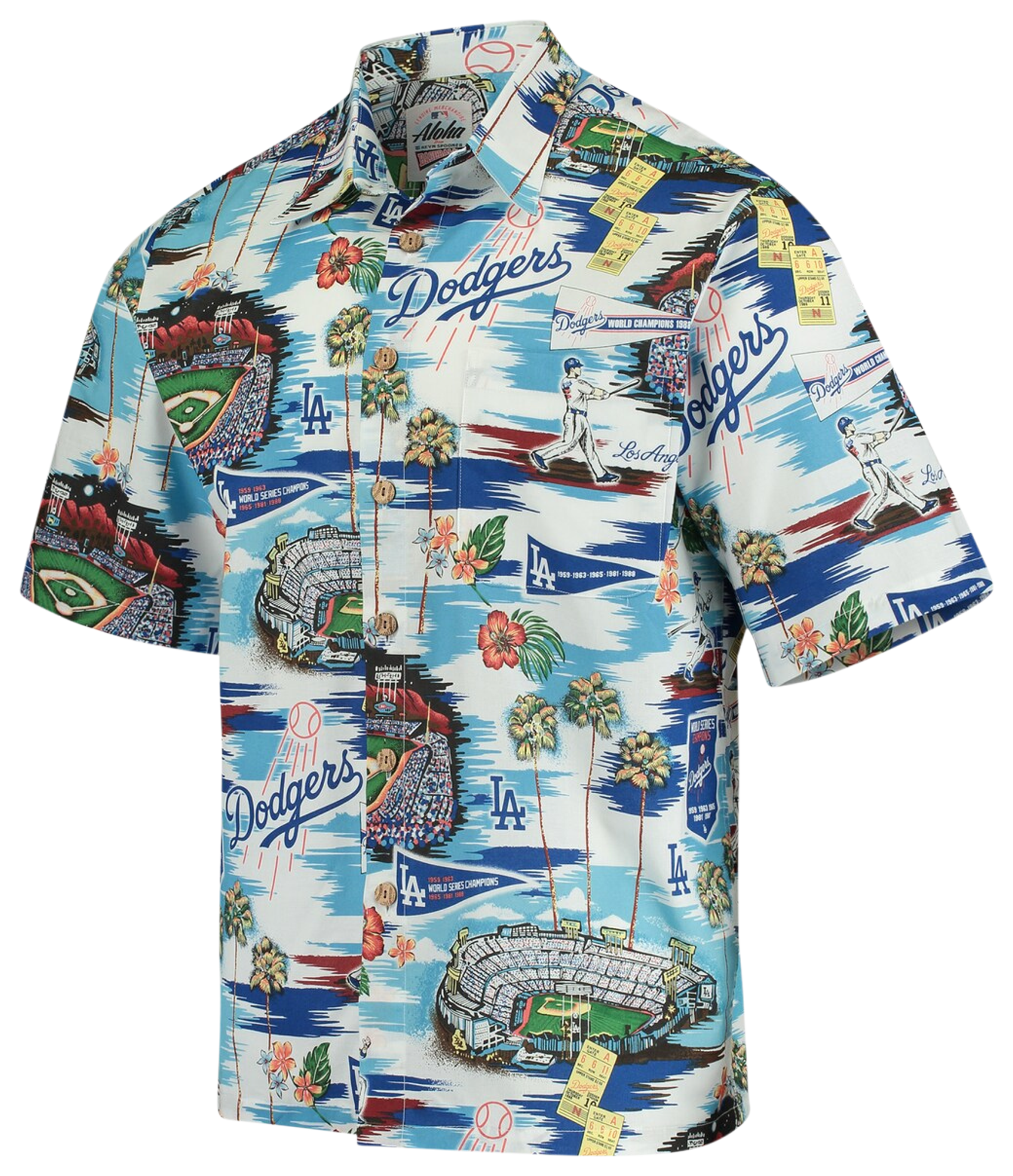 Men's Reyn Spooner Blue Los Angeles Dodgers Kekai Button-Down Shirt Size: Small