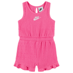 Girls' Preschool - Nike Textured Romper  - Pink Glow/White