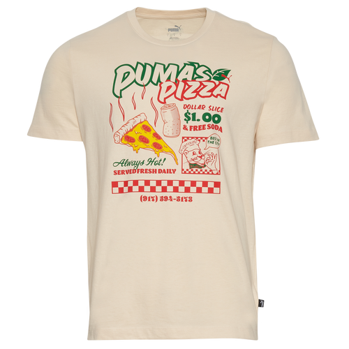 

PUMA Mens PUMA Pizza T-Shirt - Mens Alpine Snow /Green/Red Size XL