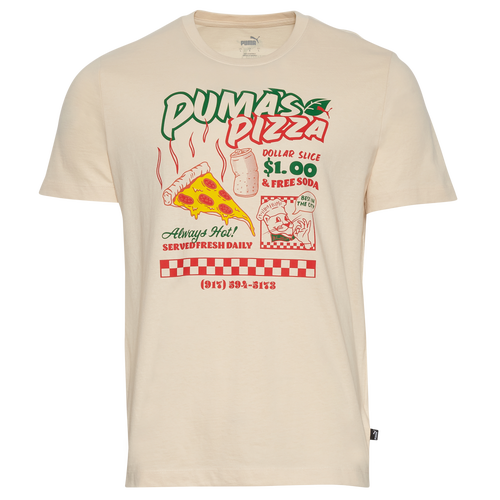 

PUMA Mens PUMA Pizza T-Shirt - Mens Alpine Snow /Green/Red Size L