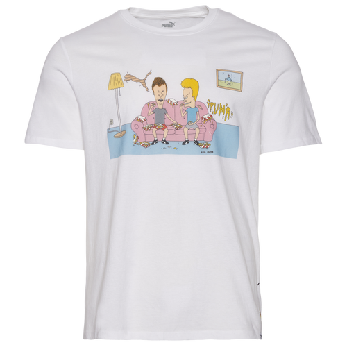 

PUMA Mens PUMA Beavis & Butthead T-Shirt - Mens White/Pink/Yellow Size M