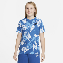 Boys' Grade School - Nike Kids AOP T-Shirt - Marina Blue/White