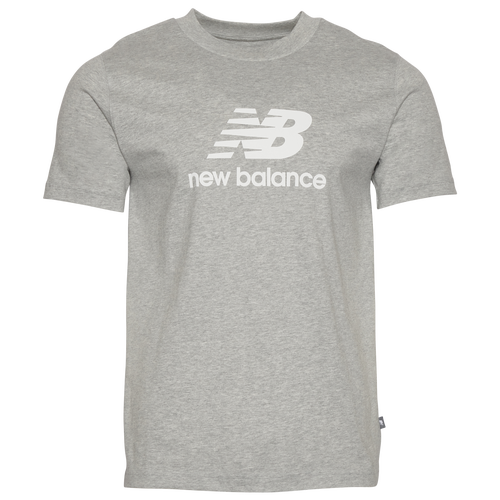 

New Balance Mens New Balance Essential Stacked Logo T-Shirt - Mens Grey/White Size S