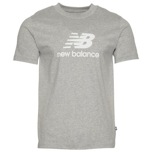 New Balance Mens  Essential Stacked Logo T-shirt In Grey/white