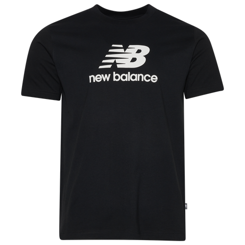 Shop New Balance Mens  Essential Stacked Logo T-shirt In Black/white