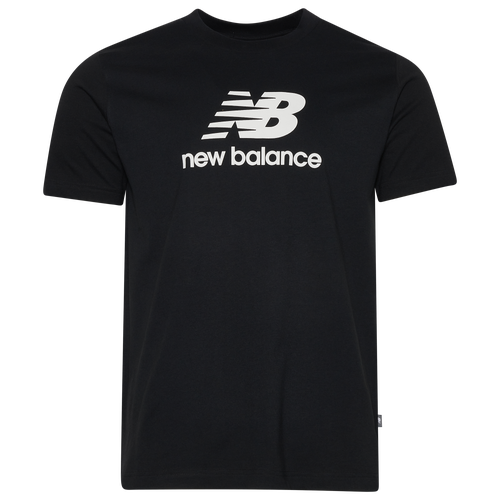 

New Balance Mens New Balance Essential Stacked Logo T-Shirt - Mens Black/White Size L