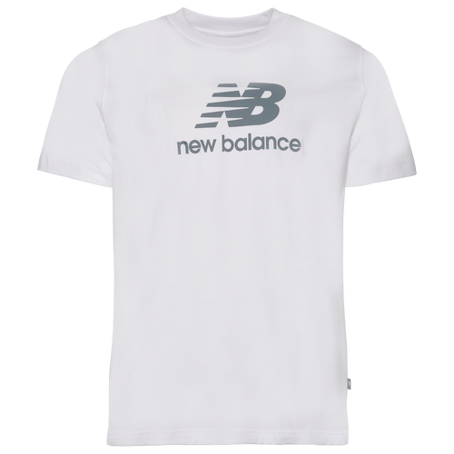 

New Balance Mens New Balance Essential Stacked Logo T-Shirt - Mens White/Grey Size L
