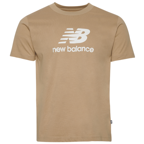 

New Balance Mens New Balance Essential Stacked Logo T-Shirt - Mens Stoneware/White Size M