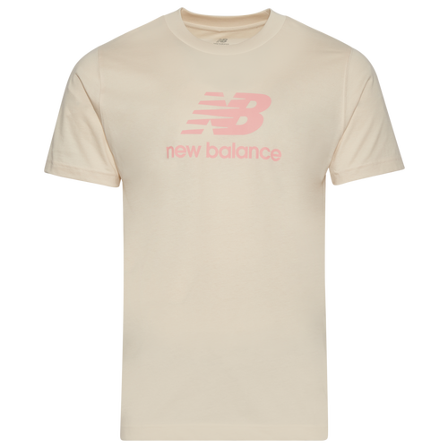 New Balance Mens  Essential Stacked Logo T-shirt In Linen/omega