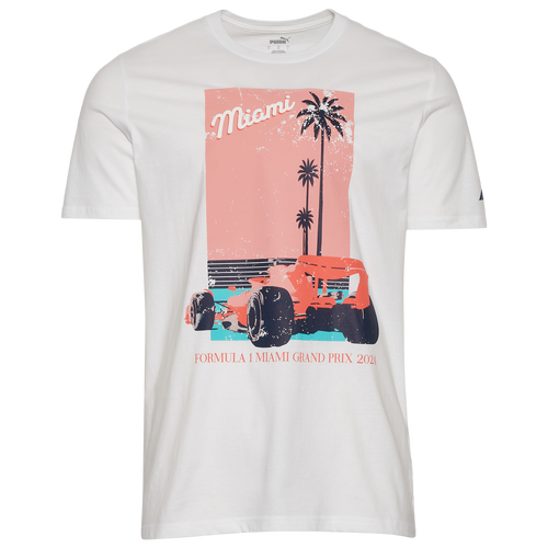 

PUMA Mens PUMA F1 Miami Car Vintage T-Shirt - Mens White/Pink Size S