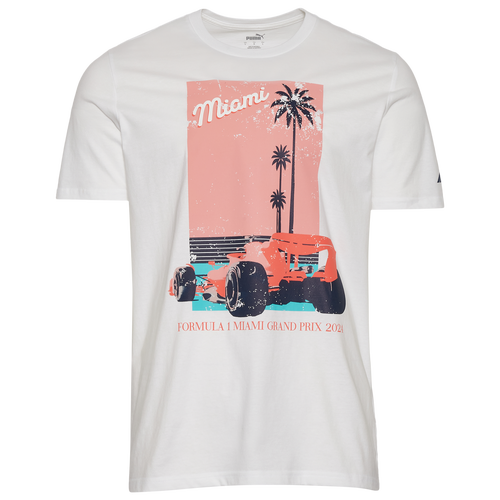 

PUMA Mens PUMA F1 Miami Car Vintage T-Shirt - Mens White/Pink Size XL