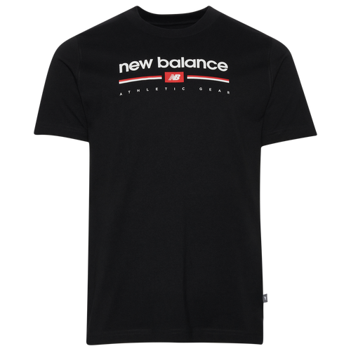 

New Balance Mens New Balance Logo Stripe T-Shirt - Mens White/Black Size L